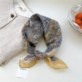 Floral paisley scarf in ginger yellow and light grey, styled with linen shirt - Geometric Pattern Yellow