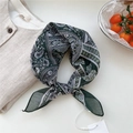 Dark green paisley floral cotton linen neck scarf with elegant bohemian pattern - Geometric Pattern Green