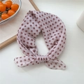 Light pink square scarf with red floral pattern in soft breathable chiffon fabric - 12 Floral Dots Light Pink