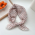 Elegant beige silk square scarf featuring retro reddish-brown geometric oval patterns - 15 Beige Three-Color Bean