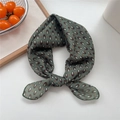Green vintage cotton linen scarf with geometric oval patterns in a knotted style - 16 Green Three-Color Bean