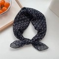 Breathable cotton linen scarf featuring black geometric oval patterns in a tied bow style - 17 Black Three-Color Bean
