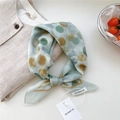 Lightweight pale green floral scarf with watercolor dots and soft linen texture - Round Print Green