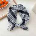 Retro geometric black and white cotton scarf in a bow-knot style with ethnic patterns - 17 Grid Pattern Black