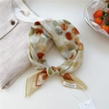 Artistic polka dot cotton linen square scarf in mustard yellow and olive green tones - Round Print Yellow