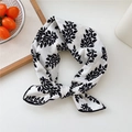 Foulard en coton blanc imprimé feuilles noires noué en nœud pour les cheveux - 01 Beige Jeune Arbre