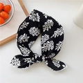 Bandeau à fleurs avec motifs de feuilles blanches sur tissu noir et nœud central - 02 Noir Jeune Arbre