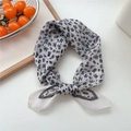 White floral cotton linen scarf with black patterns tied in a stylish bow - 26 Rice Black Frame
