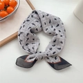 Breathable cotton-linen square scarf featuring grey equestrian horse prints and red border - 25 Grey Equestrian Grid