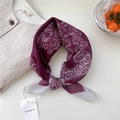 Elegant deep burgundy paisley cotton linen neck scarf for women with artistic pattern - Burgundy Triple Heart Border