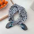 Breathable cotton scarf with black rose floral print and blue contrast border - 28 Black Rose Frame