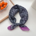 Breathable cotton linen scarf featuring classic houndstooth pattern with purple borders - 27 Purple Houndstooth Wheat