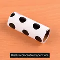 Mini portable lint roller refill with black polka dot pattern on white paper - Refill - Black Polka Dot