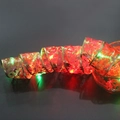 Christmas tree ribbon lights with red gold gauze and colorful LED glowing decorations - 1m / Red Stamped Ribbon (Multi-color Light)