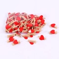 Bulk pack of 3cm wooden clips featuring red heart decorations in transparent packaging - Red Heart