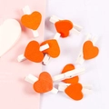 Mini wooden photo clips with orange hearts for DIY craft and gift decoration - Orange Red