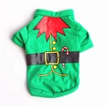 Felpa natalizia per cani verde design elfo con stampa festiva e bastoncino di zucchero - XS / Cintura di Natale Verde
