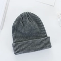 Classic grey ribbed knit beanie for winter featuring a minimalist cuffed design for adults - Dark Gray