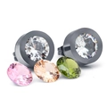 Minimalist 11mm stainless steel round stud earrings with three colorful zircon stones - Black