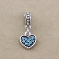 Herzanhänger aus Silberlegierung mit blauen Strasssteinen für DIY-Armbänder - See Blau