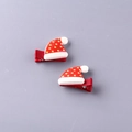 Mollette per capelli natalizie per bambini con cappello di Babbo Natale e stelle rosse - Cappello natalizio