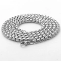 Macro shot of 304 stainless steel box chain with lobster clasp on white background - 3.5mm Width / 80cm Length / Silver