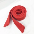 Red wool waist belt for coats featuring high-quality stitching and brushed texture - Red