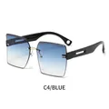 Gafas de sol cuadradas sin montura con lentes degradadas azules y puente metálico - Azul Degradado