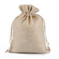 Beige linen drawstring pouch for jewelry and makeup storage with natural texture - Natural