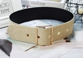 Close-up of beige velvet waist belt with golden square buckle and metal eyelets detail - Small Square Buckle Apricot