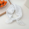 Polka dot cotton linen small square neck scarf with white base and black spots - One Size / Small Polka Dot White
