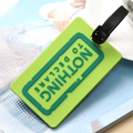 Étiquette à bagages en silicone vert avec texte en relief et sangle réglable noire - Vert Fruit-NOTHING TO DECLARE