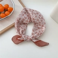 Terracotta floral print skinny scarf in lightweight cotton linen for women neck hair wrap - 29 Starfish Floral Orange