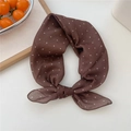Chic dark brown cotton neckerchief with white polka dots tied in a bow knot style - One Size / Small Polka Dot Brown