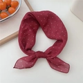 Deep red polka dot cotton linen neck scarf tied in a stylish knot for women - One Size / Small Polka Dot Red