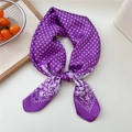 Elegant purple floral silk scarf with geometric patterns and smooth satin finish - Purple Dotted Flower
