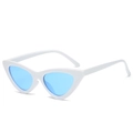 Retro cat-eye sunglasses with white plastic frame and bright blue lenses - White Frame Blue Lens