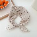 Schicker beige gepunkteter Baumwolle-Leinen-Schal, stilvoll als Schleife gebunden - Einheitsgröße / Große Kleine Punkte Beige Braun