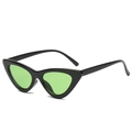 Retro cat-eye sunglasses with black glossy frames and vibrant green transparent lenses - Black Frame Green Lens