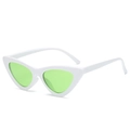 Retro triangle cat eye sunglasses with thick white frames and translucent green lenses - White Frame Green Lens