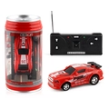 Mini remote control racing car set in red color with soda can packaging and controller - 1:45 / Red