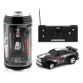 Mini remote control racing car in black soda can packaging with racer decals - 1:45 / Black