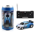 Blue and white mini RC car set with can packaging and remote control for children - 1:45 / Blue