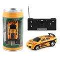 Mini remote control racing car in yellow with soda can packaging and controller - 1:45 / Yellow