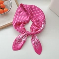Fuchsia floral silk scarf with geometric patterns and soft fringed edges - Pink Dotted Flower