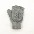 Mitaines grises en tricot avec motif flocon de neige et rabat convertible à bouton - Taille unique / Flocon de Neige Gris