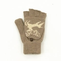 Mitaines tricotées marron avec motif renne blanc et rabat amovible pour temps froid - Taille unique / Renne Kaki