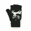 Mitaines noires en tricot avec motif de renne blanc et rabat amovible pratique - Taille unique / Noir Renne