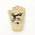 Mitaines beiges tricotées avec motif de cerf et rabat convertible pour temps froid - Taille unique / Beige Renne