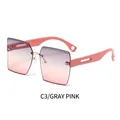 Gafas de sol cuadradas sin montura con lentes degradadas gris-rosa y patillas rosas - Gris Rosa